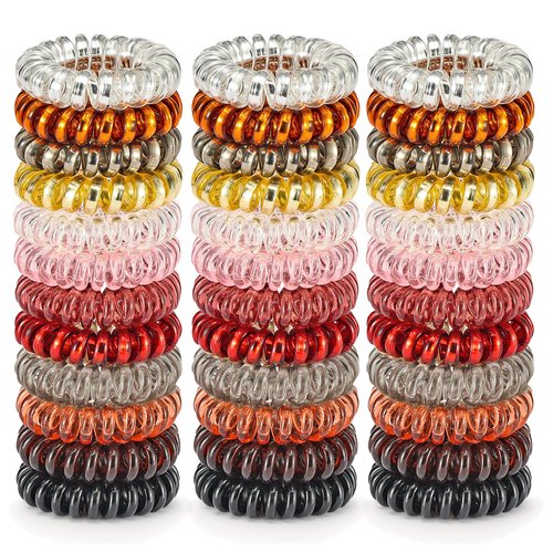 20 Pcs Spiral Hair Ties, No Crease Coil Hair Ties, Phone Cord Hair Ties for Thick Hair - Women Ponytail Holder Elastics