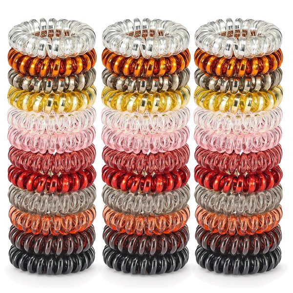 20 Pcs Spiral Hair Ties, No Crease Coil Hair Ties, Phone Cord Hair Ties for Thick Hair - Women Ponytail Holder Elastics
