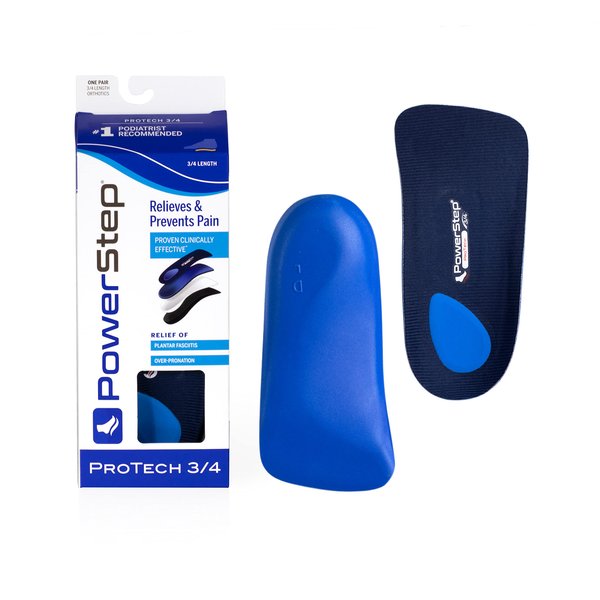Powerstep ProTech 3/4 Orthotic Insoles - Arch Support & Plantar Fasciitis Inserts for Narrow Shoes - Medical Grade Orthotics for Arch + Heel Pain Relief for Men & Women (M 9-9.5 W 11-11.5)