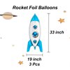Blue Rocket Balloons, Space Balloons for Space Themed Party Decorations Rocket Mylar Balloon for Rocket Birthday Decorations 3 Pcs