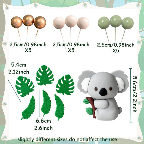 JeVenis Jungle Baby Shower Cake Decoration Koala Cake Topper Safari Animals Cake Decoration Wild One Cake Decoration Two Wild Cake Topper Jungle Safari Animals Party Supplies