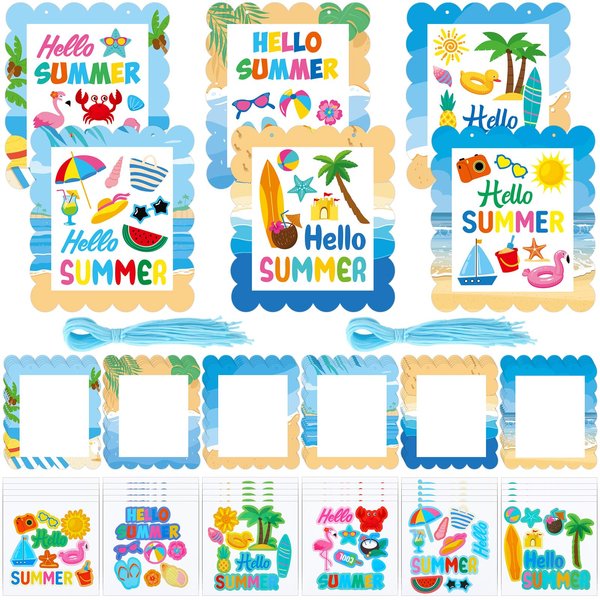 Suzile 30 Pcs Fall Crafts for Kids Thanksgiving Hello Fall Sign Craft Kit Hanging Fall Arts and Crafts Bulk Fall Themed DIY Crafts for Kids Fun Holiday Game Activities Classroom Decorations(Summer)