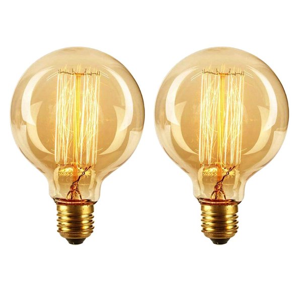 CTKcom Edison Vintage Filament G95 40W Light Bulbs Globe Round (2 Pack)- G95 E26/E27 Antique Incandescent Bulb Equivalent Warm White Lamps Squirrel Cage Filament For Loft Coffee Bar Restaurant Kitchen