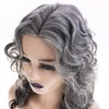 Wiwige Long Curly Wavy Grey Wig for Women Natural Looking Synthetic Halloween Cosplay Costume Wig