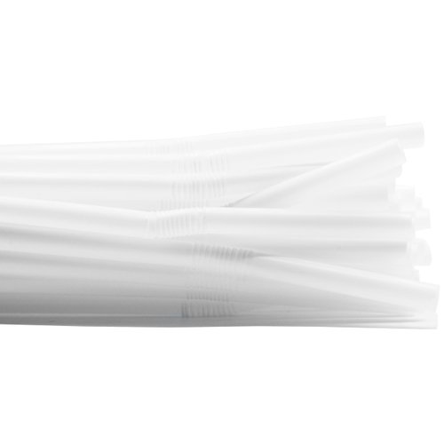 Made in USA Pack of 250 Flexible (8.25" X 0.23") Disposable Plastic Drinking Straws (White)