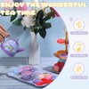 Lewtemi 48 Pcs Kids Tea Party Set for 3 Year Old Girls Princess Tea Pretend Toy Kids Kitchen Pretend Play Tea Party Set Toys with Dessert Doughnut Carrying Case for Xmas Birthday Gift (Unicorn Style)