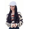 NJJYXH White Hat Wig for Women Long Wavy Baseball Cap Wig with Curly Hair Extensions Synthetic Black Wig Adjustable Baseball Hat