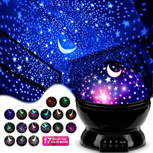 MOKOQI Star Projector Night Lights for Kids, Birthday Gifts for 1-4-6-14 Year Old Girl Boy Kids Bedroom, Glow in The Dark Stars Moon for Child Asleep Peacefully