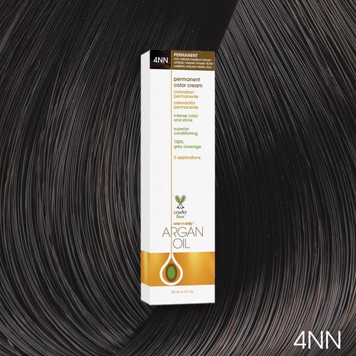 One N' Only Permanent Hair Color - Permanent Hair Dye Made with Argan Oil - Delivers Rich, Accurate Tones with Gray Coverage - Improves Moisture & Elasticity - 4NN Rich Natural Medium Brown (3 oz)