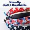 JUNEBRUSHS 4Pcs American Flag Headbands for Women, Patriotic Independence Day July 4th Hairband, Red White Blue Bow Wide Headband Yoga Hair Band Hair Hoops