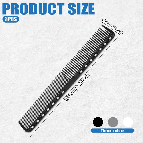 ZEYIYER 3PCS Barber Comb, Hair Cutting Combs Professional Styling Fine All Purpose Combs Anti Static and Heat Resistant Comb for Man and Woman, Hairdressing Comb Pack for Salon and Home