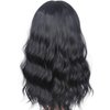 SYMEIW Medium Long Black Wavy Wigs For Women Synthetic Full Hair Natural Black Wigs With Side Bangs For Daily Use 16 Inches (NATURAL BLACK(1#))