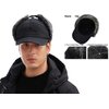 Winter 3 in 1 Thermal Fur Lined Trapper Hat with Ear Flap Full Face Warmer Cover Windproof Insulated Baseball Cap Cycling Motorcycle Snow Ski Hat Headwear (Black)