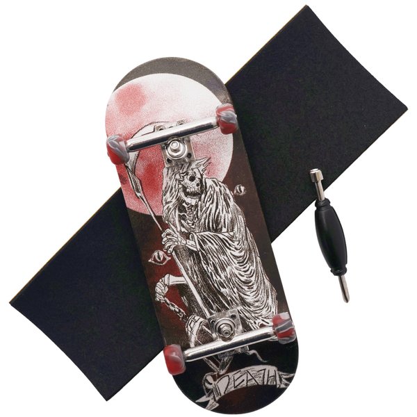 RACOFSB Pro Fingerboard 34mm Wooden Board Professional Finger Skateboard Trucks CNC Swirl Wheels (Death)