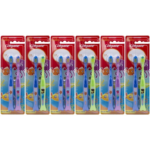 Colgate Ocean Explorer Extra Soft Kids Toothbrush, 2 Count (Pack of 6) Total 12 Toothbrushes