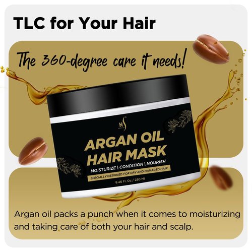 Herstyler Argan Oil Hair Mask - Hair Mask For Dry Damaged Hair and Growth - Deep Conditioning Argan Oil Har Mask - Curly Hair Mask for Limp Dull Hair - Anti-Frizz Hair Mask