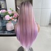 Carkira Colorful Multi Color Rainbow Wig 13x4 Pink Purple Lace Front Wigs Synthetic Cosplay Pastel Lavender Color Wigs 22Inch Long Straight Pre Plucked for Women Girls