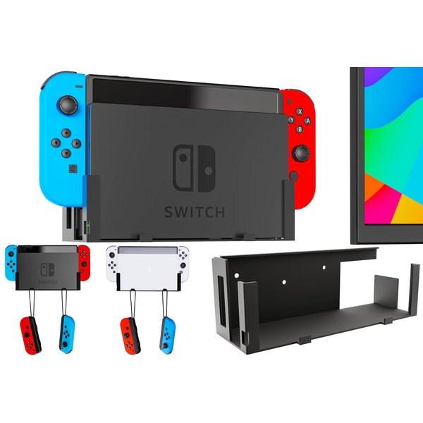 Funturbo Wall Mount for Nintendo Switch, Wall Mount Kit Switch Mounting Bracket Compatible with Nintendo Switch OLED and Original 2-in-1