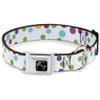 Dog Collar Seatbelt Buckle Dots Grid White Gray Multi Color 16 to 23 Inches 1.5 Inch Wide