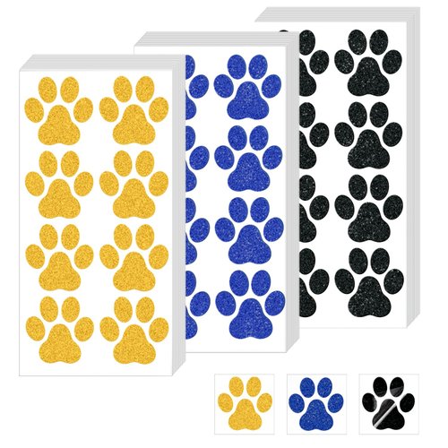 60 Sheets 480pcs Paw Print Tattoos Temporary, 3 Colors Dog Paw Glitter Tattoo Stickers Temporary Tattoos Dog Paw Body Tattoos for Adults Women Girls Face Body Accessories(Dog Paw Style)