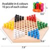 Wooden Chinese Checkers Board Game Set, Colorful Chinese Checkers Board Game Classic Strategy Family Board Game for Kids and Adults 7.8 inch