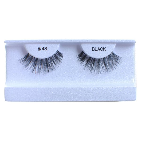 10 Pairs 100% Human Hair False Eyelashes Natural Black #43