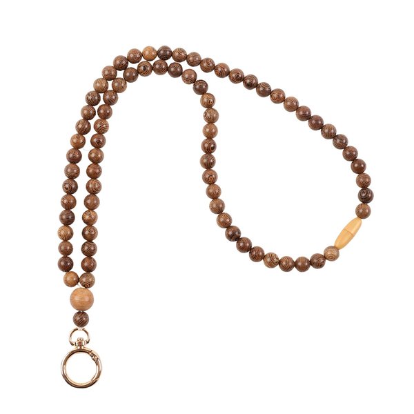 Smongdelis Wood Beaded Lanyards for Id Badges Holder, Teacher Breakaway Lanyard Boho Keychain Id Lanyard for Women