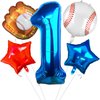 Lukinuo Baseball Balloons 1st Birthday Decorations Baseball Birthday Party Supplies Glove Baseball Foil Balloons Red White and Blue Star Balloons Number 1 Baseball Balloon for Rookie of The Year Boys