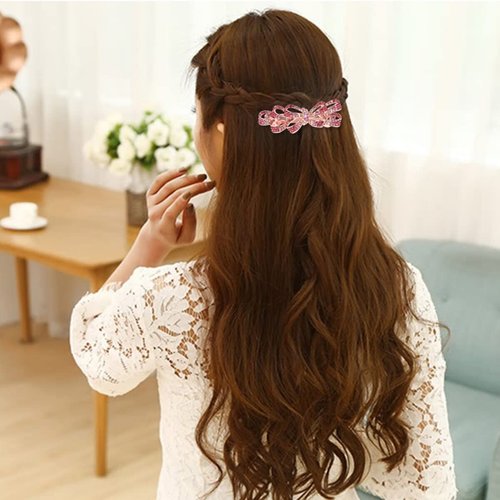 Beaupretty Crystal Rhinestone Hair Clip Shiny Flower Hair Pin Hair Barrettes Headdress for Ladies Women Hair Accessories Pink