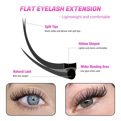 TDANCE Classic Lash Extensions Flat Lashes Eyelash Extensions 0.15mm D Curl Ellipse Eyelash Extensions 8-15mm Mixed Black Matte Individual Lashes Salon Use(Flat,D-0.15,8-15mm)