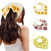 Qlauca 3PCS Crochet Bandanas for Women Knitted Head Scarf Triangle Floral Cute Kerchief