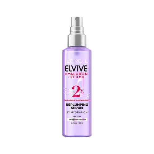 L'Oreal Paris Elvive Hyaluron Plump Moisture Plump Hair Serum for Dehydrated, Dry Hair with Hyaluronic Acid Care Complex, Paraben-Free, 4.4 Fl Oz