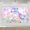 Avezano Mermaid Happy Birthday Backdrop Under The Sea Birthday Party Decorations Little Mermaid Bday Backdrop for Girls Birthday Mermaid Theme Birthday Party Decor 70.8 x 43.3 Inch
