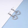 Sttiafay Vintage Rhinestone Heart Dangle Earrings Long Crystal Heart Earrings Silver Hollow Heart Drop Earrings Cz Love Heart Stud Earrings Jewelry for Women and Girls