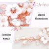 Accer Wedding Hair Comb Silver Rhinestone Pearl Flower Bride Hair Accessories Sparkly Crystal Leaf Headpieces Clips for Women and Girls (rose gold)