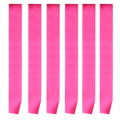 I-MART Blank Satin Sash, Princess, Beauty Queen, Homecoming, Winner, Mayor, Make Your Own Pins, Party Plain Pageant Sashes (Pack of 6, Hot Pink)