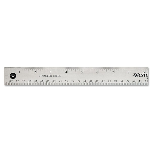 Westcott 10417 Stainless Steel Metal Ruler with Non-Slip Cork Base, 18 In