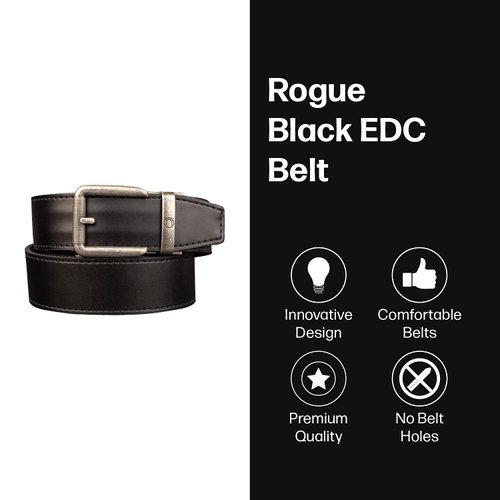 Nexbelt Men's Belt, EDC Rogue CCW Black Leather Gun Tactical Ratchet Belt for Concealed Carry