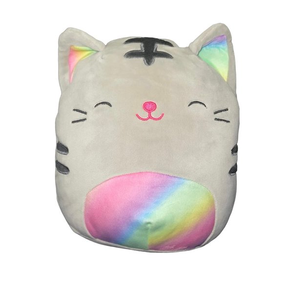Squishmallow Official Kellytoy Plush Pets Squad Dogs Cats Bunnies Frogs Squishy Soft Plush Toy Animals (Gray, Tally Tabby Cat (Rainbow Belly/Ears), 8 Inch)