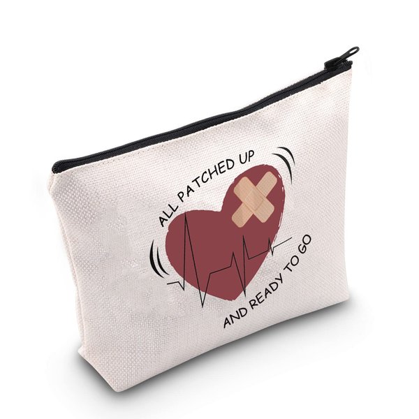POFULL Surgery Gift Heart Surgery Gift Heart Warrior open Heart Surgery All Patched up and Ready to go Cosmetic Bag (All Patched up bag)