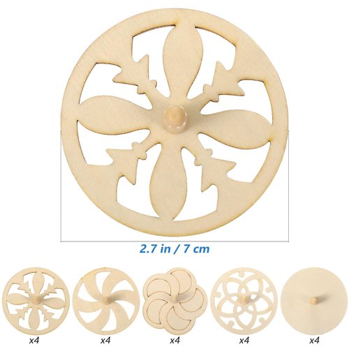 NUOBESTY 20pcs Spinning Top Wooden Gyroscope Blank Gyroscope Hollow Gyro Wood Gyro Tops for Kids DIY Gyroscope Kids Painting Toy Unfinished Tops Wood Tops Kids Gyroscope Kids Tops DIY Tops