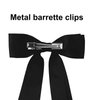 2PCS Silky Satin Ribbon Bow Hair Clips for Women Bowknot Hair Ponytail Holder Accessories for Women Girls Toddlers Teens Kids Party Wedding Prom Daily Outfits (Black+Brown)
