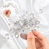 5 Pieces Crystal Bride Wedding Hair Comb Silver Bridal Hair Pieces Pearl Rhinestone Bridal Hair Clip Flower Hair Side Combs Wedding Hair Accessories for Brides Women Girls