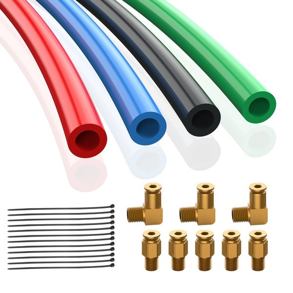 Foruly for 13 15 18 Eaton Fuller Transmissions Air Line Kit, 4 New 12" 5/32 Air Lines with 4 Air Line Shift Knobs & New Push-in Fittings for Changing from Shift Knob to Transmission Air Shift Valve