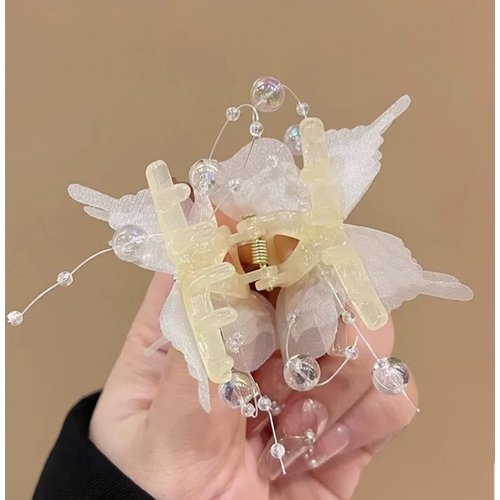 TUCEWP 3Pcs Butterfly Hair Claw Clips Small Hair Clips for Women Girls White Pink Purple Acrylic Hair Clips for Thin Hair Strong Hold Half up Hair Clip Nonslip Jaw Clamps Clips Cute Hair Accessories