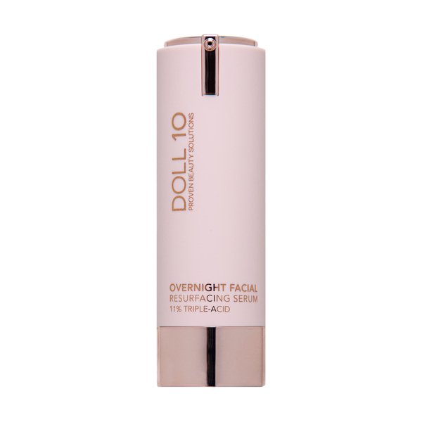 Doll 10 - Smooth Assist Overnight Facial 11% Triple-Acid Resurfacing Serum - Proven Overnight Transformation - Improves Skin Tone, Pores, Wrinkles & More - Vegan, Cruelty Free & No Parabens (1 oz)