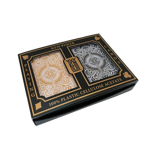 KEM Arrow Poker Size Playing Cards: 2 deck set Black and Gold, Wide Jumbo Index