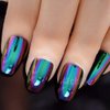 Super Holographic Blue Purple Coffin Nails Mirror Chrome Square Ladies Fake Nails Quality Tips for fingers Z905