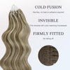 DOORES Microlink Hair Extensions Human Hair, Ash Brown to Platinum Blonde 18 Inch 50g/50s, Beaded Hair Extensions silky Straight Remy Hair Extensions