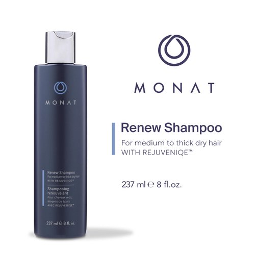MONAT Renew™ Shampoo Infused with Rejuveniqe® - Moisturizing Shampoo w/ Omega Fatty Acids for Medium to Thick Hair. Shine-enhancing, Ultra-hydrating Lather for Dry Hair - Net Wt. 237 ml / 8.0 fl. oz.